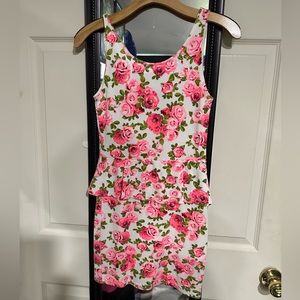 Divided Peplum Flower Dress
